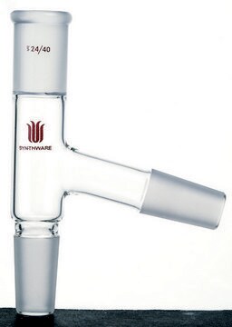 Synthware&#8482; distillation adapter top joint: ST/NS 19/22, bottom joint: ST/NS 19/22, side joint: 19/22, side arm angle: 75 deg