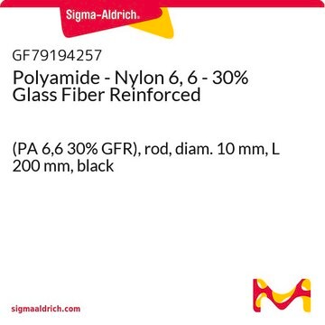 Polyamide - Nylon 6, 6 - 30% Glass Fiber Reinforced (PA 6,6 30% GFR), rod, diam. 10&#160;mm, L 200&#160;mm, black