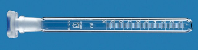 BRAND&#174; test tube, graduated, glass capacity 25&#160;mL, with PP-stopper NS 14/23