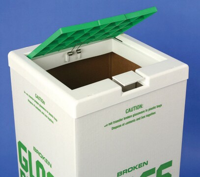 Cover for glass disposal carton autoclavable