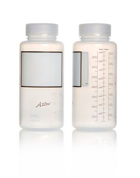 Azlon Polypropylene Graduated Wide Neck Round Bottle with Write-On Panel round translucent polypropylene bottle, screw cap, capacity 1000&#160;mL