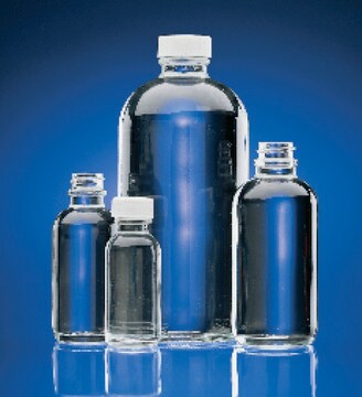 Wheaton narrow mouth bottles with caps capacity 8&#160;oz (250&#160;mL), amber, white polypropylene cap, PTFE flat liner