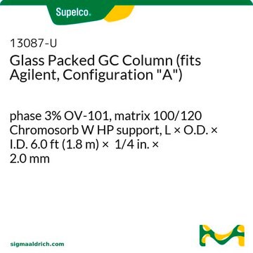 Glass Packed GC Column (fits Agilent, Configuration "A") phase 3% OV-101, matrix 100/120 Chromosorb W HP support, L × O.D. × I.D. 6.0&#160;ft (1.8&#160;m) × 1/4&#160;in. × 2.0&#160;mm