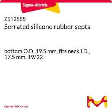 Serrated silicone rubber septa bottom O.D. 19.5&#160;mm, fits neck I.D., 17.5&#160;mm, ST/NS: 19/22