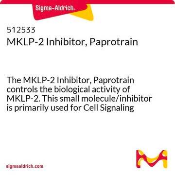 MKLP-2 Inhibitor, Paprotrain The MKLP-2 Inhibitor, Paprotrain controls the biological activity of MKLP-2. This small molecule/inhibitor is primarily used for Cell Signaling applications.