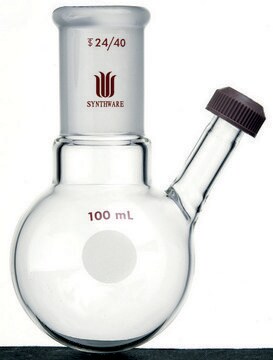 Synthware&#8482; round bottom flask with threaded side inlet capacity 100&#160;mL, joint: ST/NS 19/20