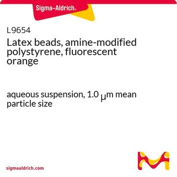 Latex beads, amine-modified polystyrene, fluorescent orange aqueous suspension, 1.0&#160;&#956;m mean particle size