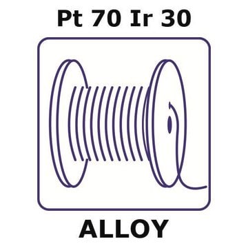 Platinum/Iridium wire, Pt 70%/Ir 30%, 0.05&#160;mm diameter, length 1 m, temper as drawn