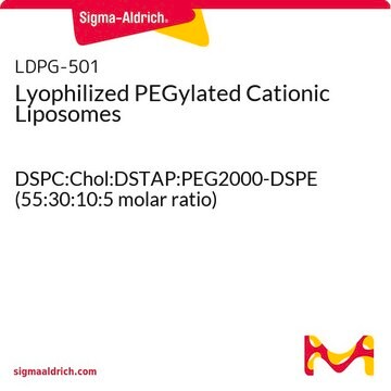 Lyophilized PEGylated Cationic Liposomes DSPC:Chol:DSTAP:PEG2000-DSPE (55:30:10:5 molar ratio)