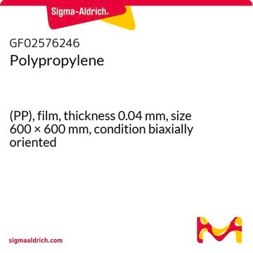 Polypropylene (PP), film, thickness 0.04&#160;mm, size 600 × 600&#160;mm, condition biaxially oriented