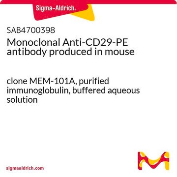 Monoclonal Anti-CD29-PE antibody produced in mouse clone MEM-101A, purified immunoglobulin, buffered aqueous solution