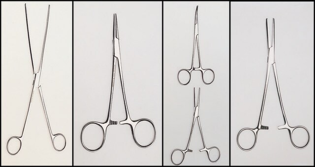 Scissor-handle forceps curved, Kelly hemostatic, L 5 1/2&#160;in.