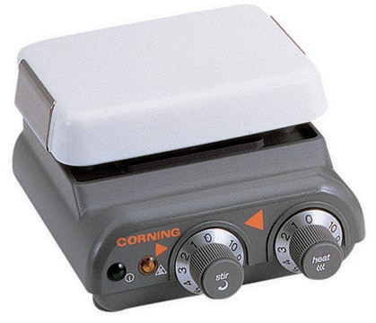 Corning&#174; hotplate and stirrer, 4in x 5in AC/DC input 120 V AC, US 3-pin plug, plate L × W 4&#160;in. × 5&#160;in.