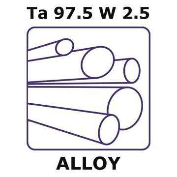 Tantalum-tungsten alloy, Ta97.5W2.5 100mm rod, 2.5mm diameter, as drawn