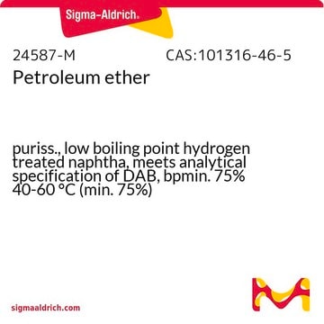 Petroleum ether puriss., low boiling point hydrogen treated naphtha, meets analytical specification of DAB, bpmin. 75% 40-60&#160;°C (min. 75%)