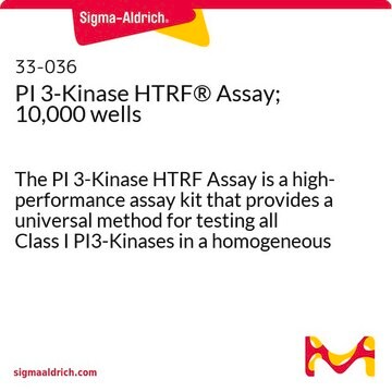 PI 3-Kinase HTRF&#174; Assay; 10,000 wells The PI 3-Kinase HTRF Assay is a high-performance assay kit that provides a universal method for testing all Class I PI3-Kinases in a homogeneous format. This pack size has a screening capacity of 10,000 wells.