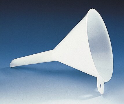 BRAND&#174; PP funnels, plain interior top diam. 100&#160;mm, stem O.D. × L 13&#160;mm × 77&#160;mm