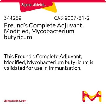 Freund&#8217;s Complete Adjuvant, Modified, Mycobacterium butyricum This Freund&#8217;s Complete Adjuvant, Modified, Mycobacterium butyricum is validated for use in Immunization.