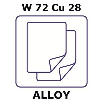 Tungsten-copper alloy, W72Cu28 sheet, 50 x 50mm, 3.15mm thickness