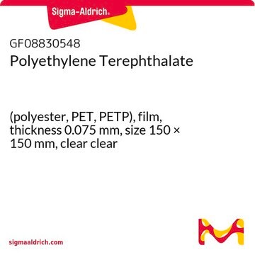 Polyethylene Terephthalate (polyester, PET, PETP), film, thickness 0.075&#160;mm, size 150 × 150&#160;mm, clear clear