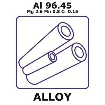 Aluminum-magnesium-manganese-chromium alloy, Al96.45Mg2.6Mn0.8Cr0.15 100mm tube, 2.1mm outside diameter, 0.25mm wall thickness, 1.6mm inside diameter, as drawn