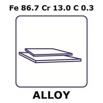 Stainless steel - AISI 420 sheet, thickness 0.5&#160;mm, Fe86.7%/Cr13.0%/C 0.3%, size 200 × 200&#160;mm