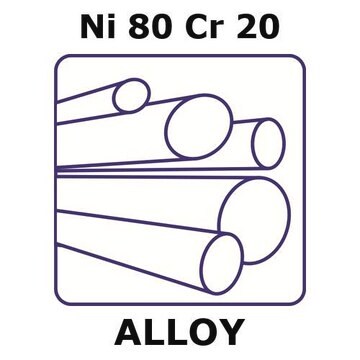 Nickel/Chromium rod, Ni 80%/Cr 20%, 6.0&#160;mm diameter, length 500 mm, temper annealed