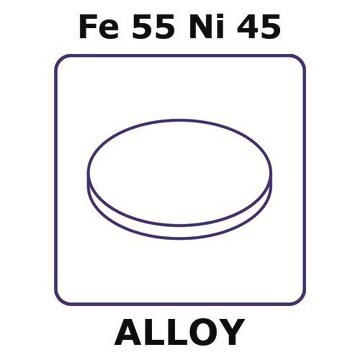 Iron-Nickel alloy, Fe55Ni45 foil, 25mm disks, 0.1mm thickness