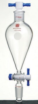 Synthware&#8482; Squibb-style separatory funnel with standard taper joints, PTFE stopcock and PTFE stopper 125 mL, joint: ST/NS 14/20, PTFE stopcock and glass stopper