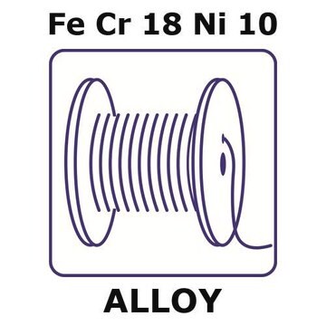 Stainless Steel - AISI 304 alloy, FeCr18Ni10 1000mm wire, 1.0mm diameter, as drawn, straight wire