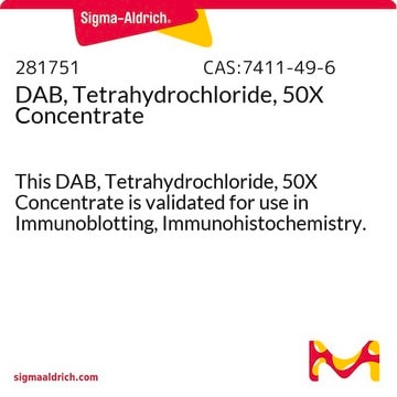 DAB, Tetrahydrochloride, 50X Concentrate This DAB, Tetrahydrochloride, 50X Concentrate is validated for use in Immunoblotting, Immunohistochemistry.