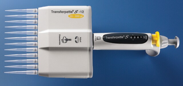 BRAND&#174; Transferpette&#174; S pipette, adjustable volume, multi-channel 12-channel, volume 0.5-10&#160;&#956;L