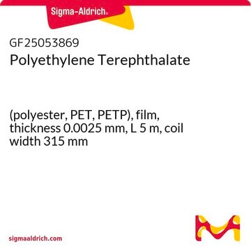 Polyethylene Terephthalate (polyester, PET, PETP), film, thickness 0.0025&#160;mm, L 5&#160;m, coil width 315&#160;mm