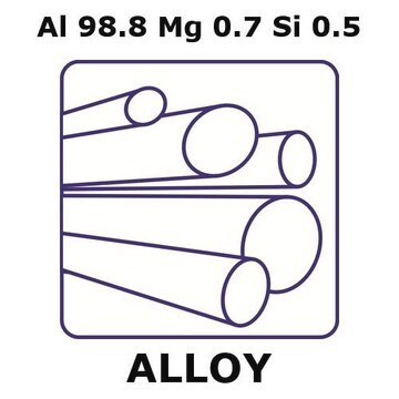 Aluminum/Magnesium/Silicon rod, 4.76&#160;mm diameter, Al98.8%/Mg 0.7%/Si 0.5%, length 500 mm, temper soft