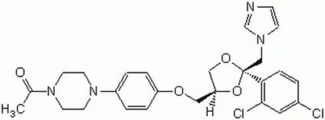 Ketoconazole An inhibitor of cytochrome P-450 in steroid biosynthesis. An antifungal agent that displays potent anti-metastatic, anti-neoplastic, and anti-psoriatic activities.