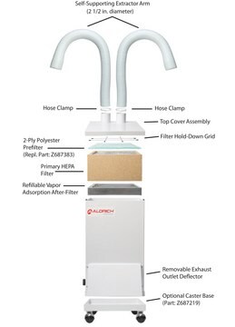 Aldrich&#174; compact ductless air cleaning system two articulating ventilation arms, AC/DC input 230 V AC, Schuko plug (blower)