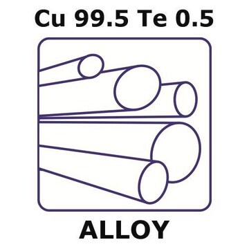 Copper-tellurium alloy, Cu99.5Te0.5 100mm rod, 25mm diameter