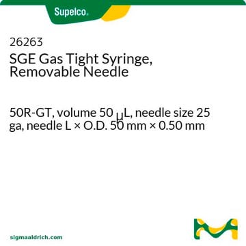 SGE Gas Tight Syringe, Removable Needle 50R-GT, volume 50&#160;&#956;L, needle size 25 ga, needle L × O.D. 50&#160;mm × 0.50&#160;mm