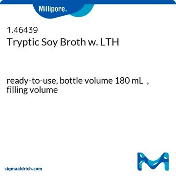 Tryptic Soy Broth Ready-to-use Bottles Histidin 0.05&#160;%, Tween&#174; 1.5&#160;%, Lecithin 0.1&#160;%, bottle capacity 250&#160;mL, bottle filling volume 180&#160;mL, closure type, blue screw cap and 3 loci, box of 6 or 12 bottles