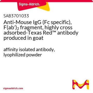 Anti-Mouse IgG (Fc specific), F(ab&#8242;)2 fragment, highly cross adsorbed-Texas Red&#8482; antibody produced in goat affinity isolated antibody, lyophilized powder