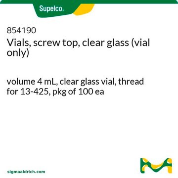 Vials, screw top, clear glass (vial only) volume 4&#160;mL, clear glass vial, thread for 13-425, pkg of 100&#160;ea