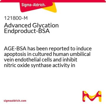 Advanced Glycation Endproduct-BSA AGE-BSA has been reported to induce apoptosis in cultured human umbilical vein endothelial cells and inhibit nitric oxide synthase activity in proximal tubular epithelial cells.