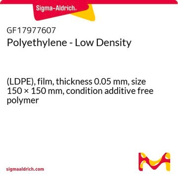 Polyethylene - Low Density (LDPE), film, thickness 0.05&#160;mm, size 150 × 150&#160;mm, condition additive free polymer