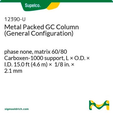 Metal Packed GC Column (General Configuration) phase none, matrix 60/80 Carboxen-1000 support, L × O.D. × I.D. 15.0&#160;ft (4.6&#160;m) × 1/8&#160;in. × 2.1&#160;mm