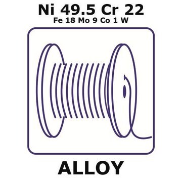 Hastelloy&#174; X alloy, Ni49.5Cr22Fe18Mo9Co1W 1m wire, 0.8mm diameter, annealed