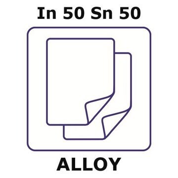 Indium-tin alloy, In50Sn50 foil, 25 x 25mm, 0.05mm thickness, not light tested (nlt)