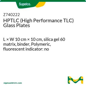 HPTLC (High Performance TLC) Glass Plates L × W 10&#160;cm × 10&#160;cm, silica gel 60 matrix, binder, Polymeric, fluorescent indicator: no