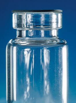 Vials, crimp top, for Thin Seal volume 20&#160;mL, clear glass vial (flat top), closure type, crimp top vial, O.D. × H 22.5&#160;mm × 75.5&#160;mm, pkg of 100&#160;ea