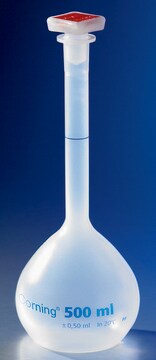 Corning&#174; reusable volumetric flask, Class B polypropylene, size 1&#160;L, with 24/29 tapered PP stopper