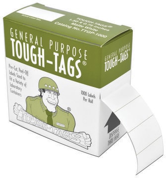 Laser Tough-Tags&#8482; blue, L × W 0.94&#160;in. × 0.50&#160;in., pkg of 2975